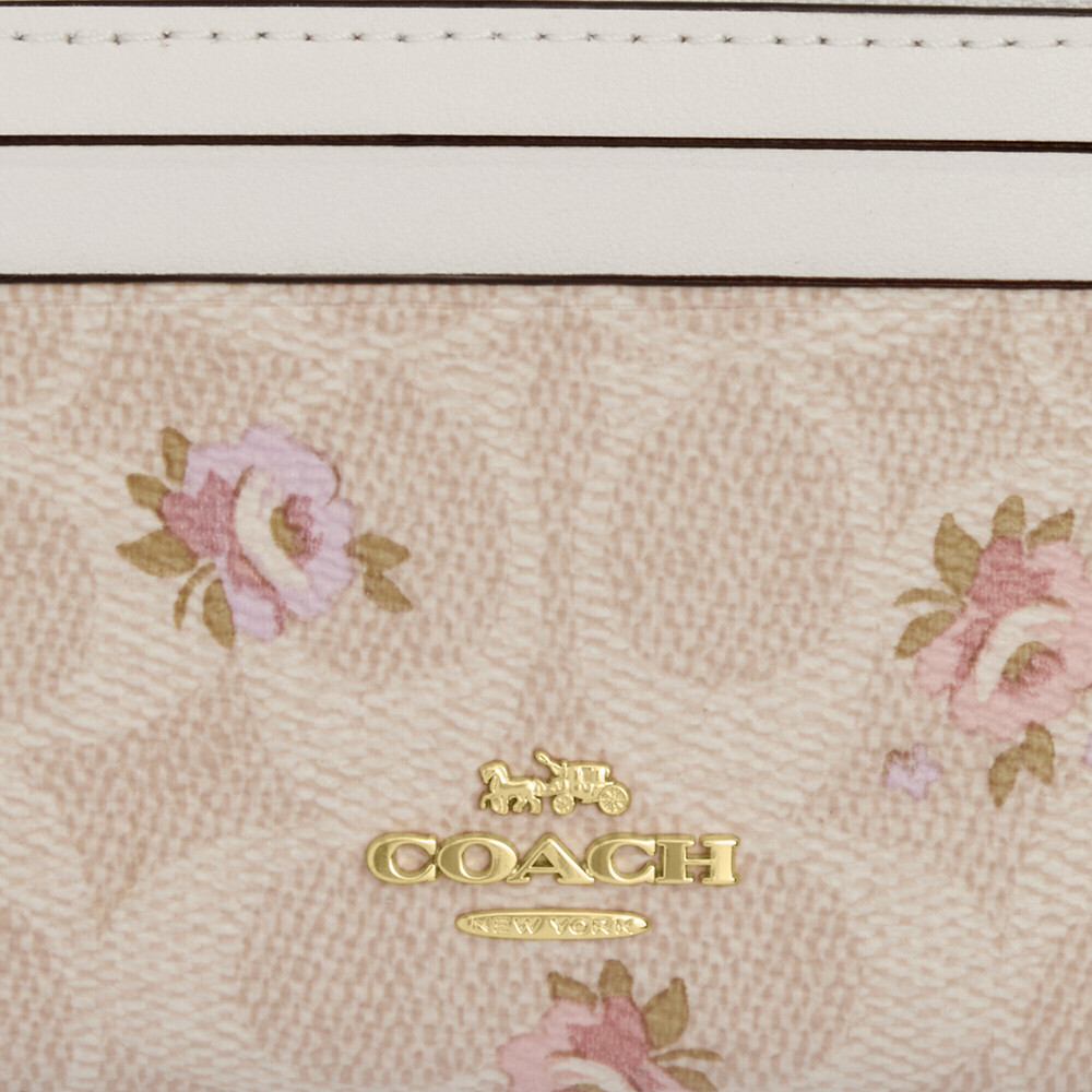 Coach 🆕 Mini Skinny Id Case In Signature Canvas With Floral Print - Picture 3 of 6